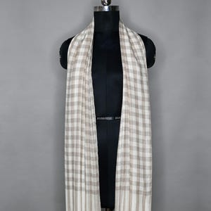 White Brown Check Cashmere Pashmina Shawl | Handloom Cashmere Shawl – Pashmina Scarf | Mother&#39;s Day Gift | Cashmere Wool | Kashmiri Shawl
