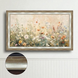 Champagne Silver tone TV frame, Nature-inspired Tv Frame, Minimalist TV Frame for Frame TV, Handmade Tv Frame L2247LV