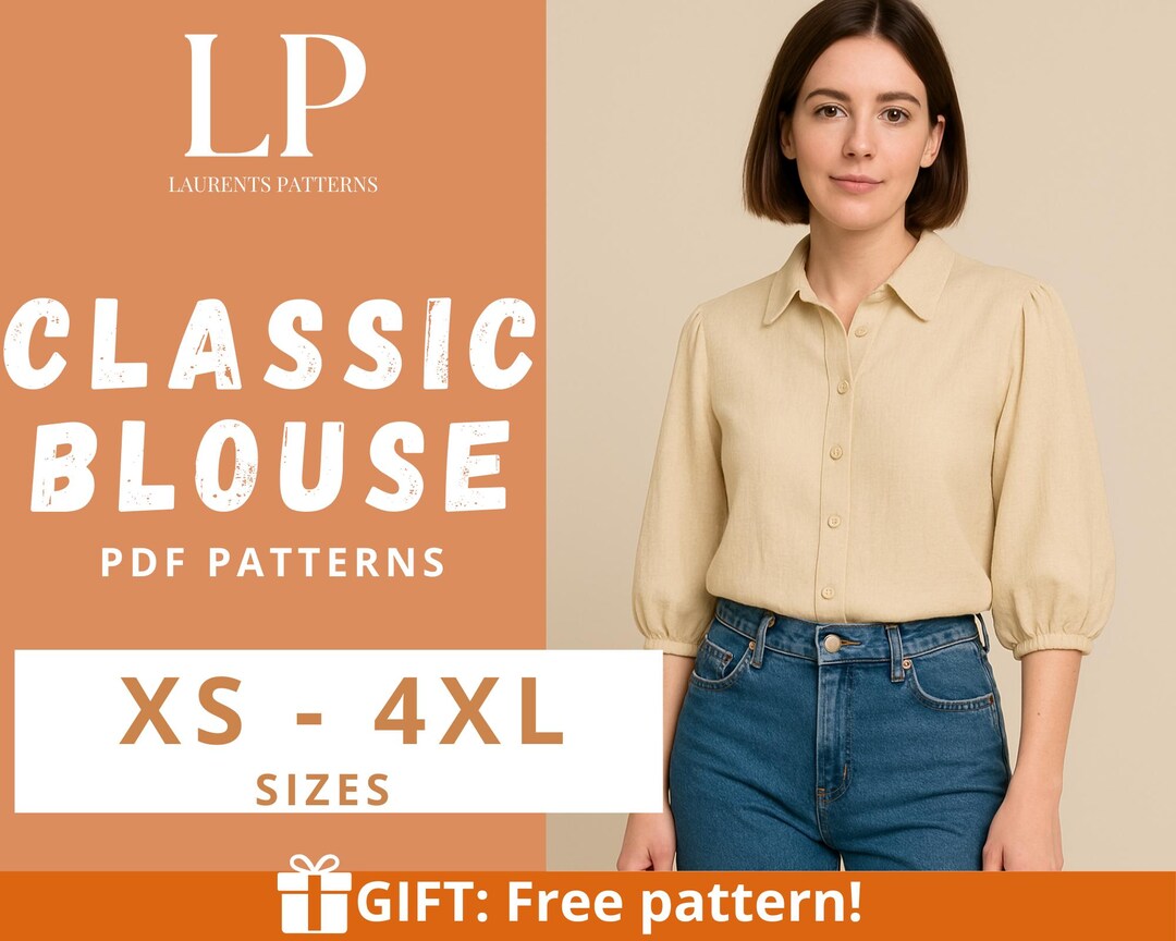 Puff Sleeve Blouse Sewing Pattern | XS-4XL (A4 Printable PDF) - Etsy
