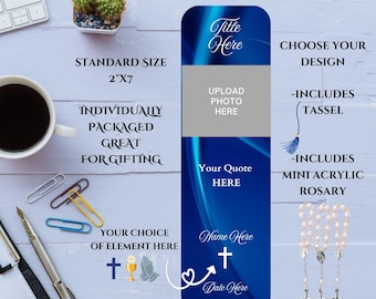 Marcapáginas personalizado con borla y rosario
