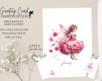 Greeting Card Birth Month Fairy Flower