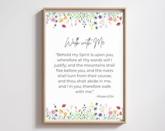 LDS Young Women | Walk With Me Scripture Art Print | Botanical Floral | Bible Verse | Wall Decor