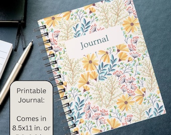Watercolor Floral Printable Journal | Lined Pages (Digital Download)