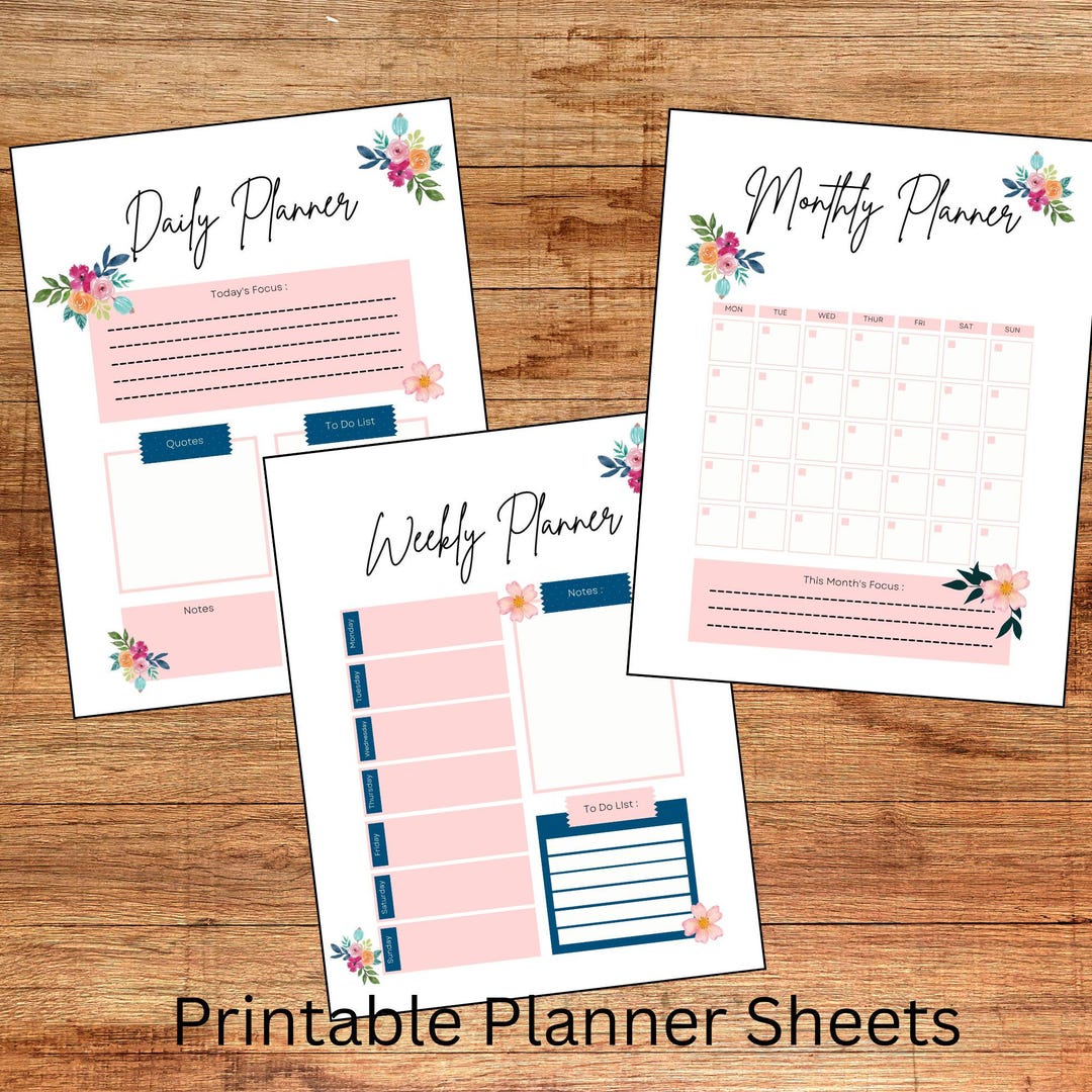 Floral Watercolor Planner – Daily, Weekly, Monthly Pages (printable PDF ...