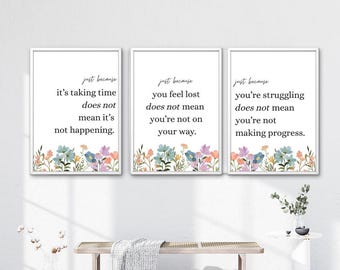 Affirmation Wall Art Set | Watercolor Floral Prints (PDF)