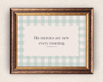 Lamentations 3:23-24 Vintage Scripture Print, Christian Home Decor (Digital Download)