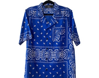 Blue Lounge Bandana Shirt. M