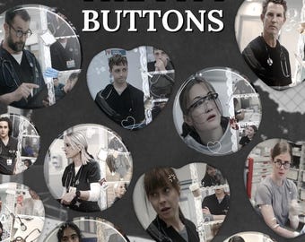 NEU The Pitt Character Button Pins | 2,25-Zoll-Dennis Withaker Robby Hucklerobby Santos Langdon Abbot Benutzerdefinierte handgemachtes Geschenk