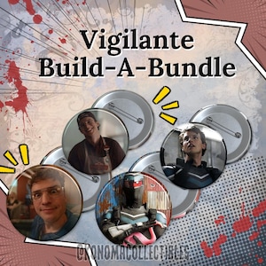 Set di spille personalizzate "Adrian Chase Vigilante" / Regalo personalizzato fatto a mano "Freddie Stroma Peacemaker"