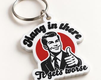Sarcastic Thumbs Up Keychain, Retro Humor Gift