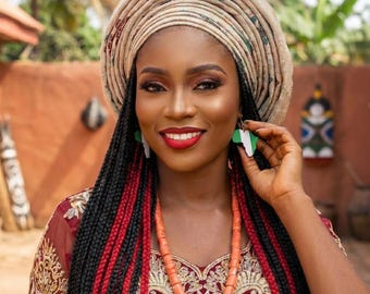 Orecchini con bandiera nigeriana con ganci in argento sterling, gioielli afrocentrici e alla moda, regalo per donne nigeriane