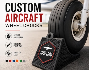 Coppia di cunei per ruote di aereo personalizzati / Regalo personalizzato per pilota, con nome o logo