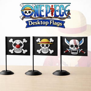 One Piece Desktop Flag | Jolly Roger Pirate Crew Desk Design | Anime Decor Collectible