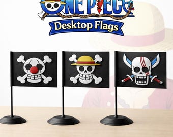 One Piece Desktop Flag | Jolly Roger Pirate Crew Desk Design | Anime Decor Collectible
