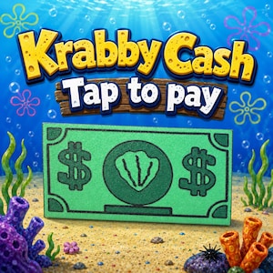 Krabby Cash Tap to Pay Card Holder | 3D Printed Bill Wallet, Novelty Gift
