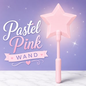 Pastel pink 3D-printed tap-to-pay credit card wand with a star-shaped top and adjustable handle, designed to hold a contactless credit or debit card for novelty payments, parties, pranks, festivals, and drive-through use.