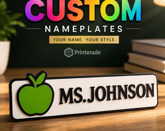 Personalized 3D Printed Nameplate  Custom Name Sign for Teachers Office Gamers Coworkers