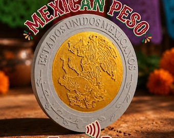 Giant Mexican Peso Tap to Pay Card Holder | 3D Printed Coin Wallet, Contactless Case