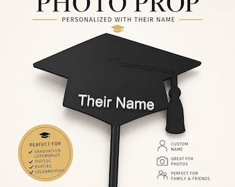 Cappello di laurea personalizzato per foto, con nome personalizzato e scritta "Classe del 2026".