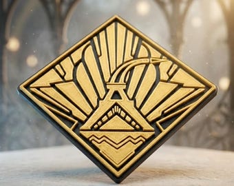 Medaglione della Torre Pendente di Expedition 33, oggetto da collezione RPG con portachiavi, colore nero e oro