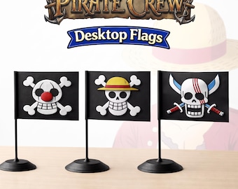 One Piece Pirate Crew Desktop Flag | 3D Printed Jolly Roger Collectible (Anime Decor)