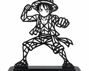 Monkey D. Luffy Wire Art Sculpture, Low Poly Anime Desk Decor (5.75 in Tall)