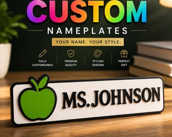 Personalized 3D Printed Nameplate  Custom Name Sign for Teachers Office Gamers Coworkers