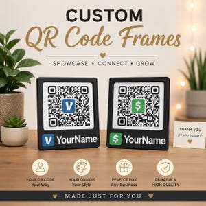 Benutzerdefinierter QR-Code-Stand, Zahlung, Trinkgeld, Social Media-Anzeige, Business Vendor Frame