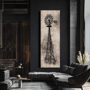 Vintage Texas Windmill Art Print: Rustic Barn Scene
