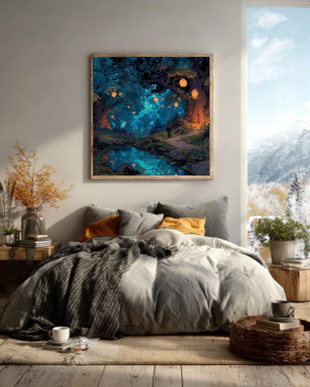 Enchanted Forest Art: Moonlit Lake, Magical Creatures - Fantasy Nature ...