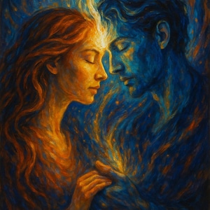 Soul Connection - Spiritual Lovers abstract Canvas \Divine Feminine & Masculine Energy Wall Art by xh.t