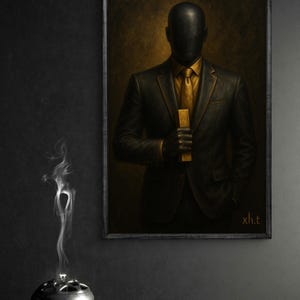 Luxury Gold Abstract Wall Art / Faceless Man Power Painting for Modern Office Decor/ Business & Wealth Canvas Art by xh.t Exclusive