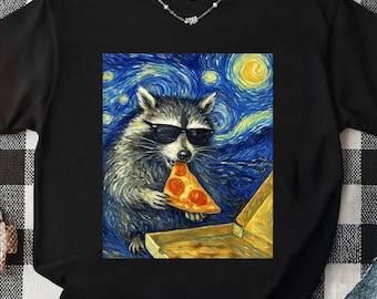 Comfort Colors® Raccoon Eating Pizza Shirt, Funny Animal Meme Graphic Tee, Silly Shirt, Gift Sarcastic Novelty Shirt