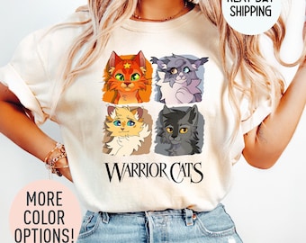 Warrior Cats Four Cats Adult Unisex T Shirt Cat Shirt, Cat Mom Gifts
