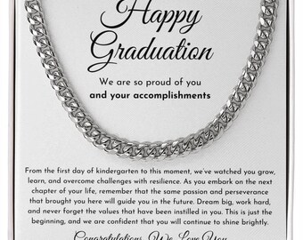 Grandson Graduation Gift from Grandma Grandpa, Best Graduation Gift for Grandson, Cuban Link Chain, Class of 2026, Grandson Gift