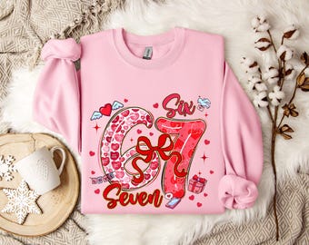 Coquette Valentine 67 Six Seven Sweatshirt, Preppy Heart Bow Valentine Number Shirt, Cute Pink Red Checkered Hearts T Shirt, Valentine Shirt