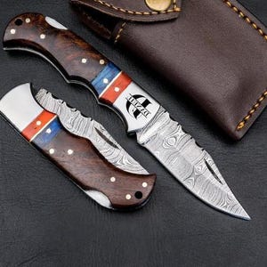 Coltello pieghevole inciso / Coltellino tascabile personalizzato con manico in osso / Regalo fatto a mano per uomo / Regalo per la festa del papà / Regalo per lo sposo, coltello da campeggio