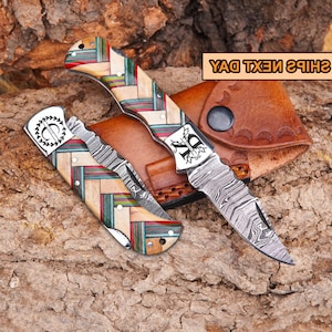 Coltello pieghevole inciso / Coltellino tascabile personalizzato con manico in legno / Regalo fatto a mano per uomo / Regalo per la festa del papà / Regalo per lo sposo, coltello da campeggio