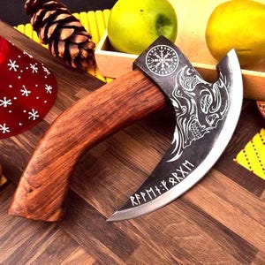 Viking axe, viking gifts, viking knife pizza axe Carbon axe, viking pizza cutter, hand forged axe, handmade viking axe, hatchet, pizza steel