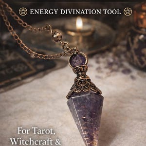Amethyst Pendulum for Divination – Crystal Pendulum with Brass Chain – Tarot, Witchcraft & Spiritual Guidance Tool