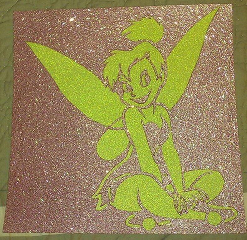 Tinkerbell Green and Pink Glitter Poster Art Etsy