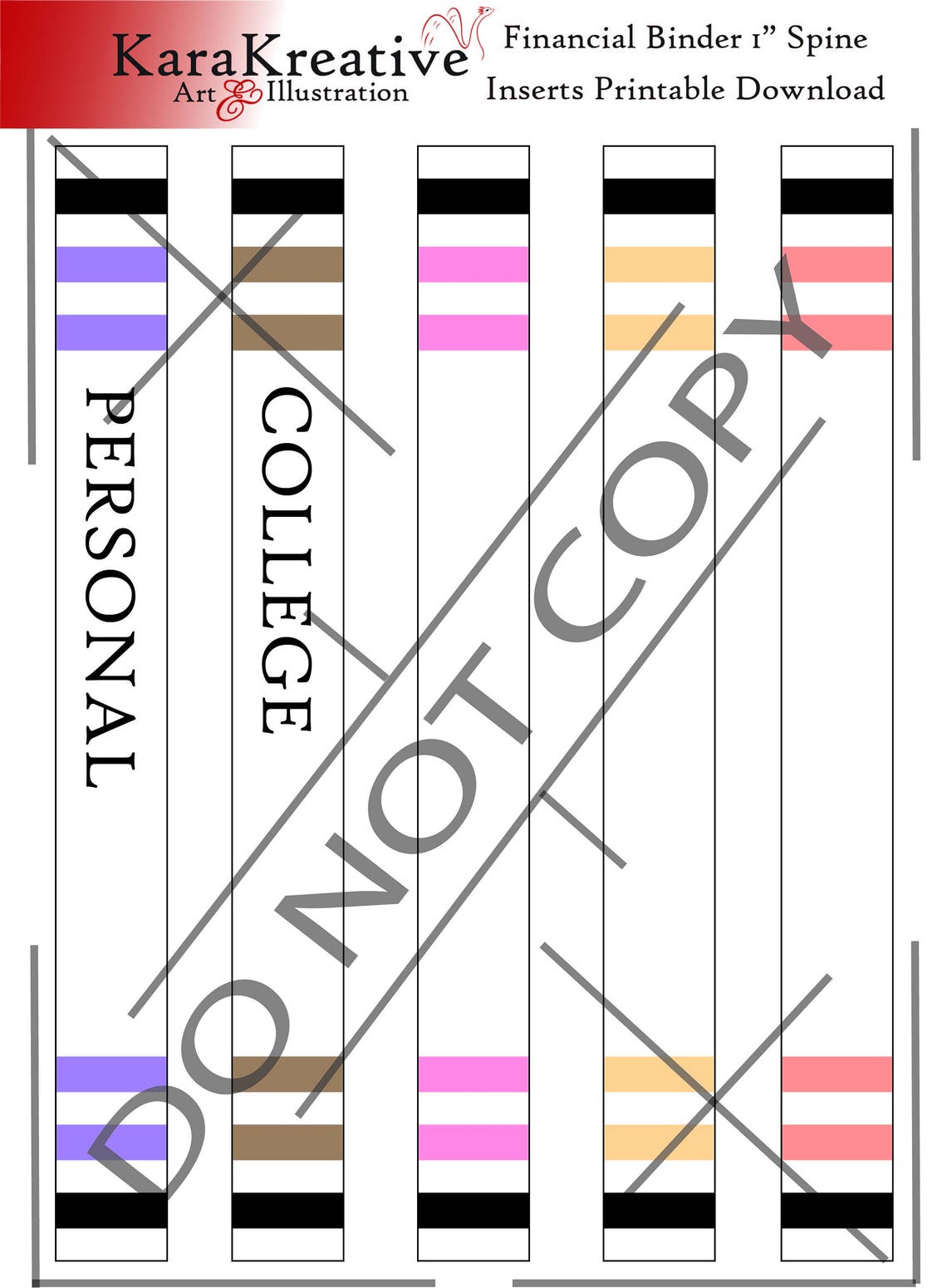 Financial 1 Inch Binder Spine Inserts Printable Download Etsy