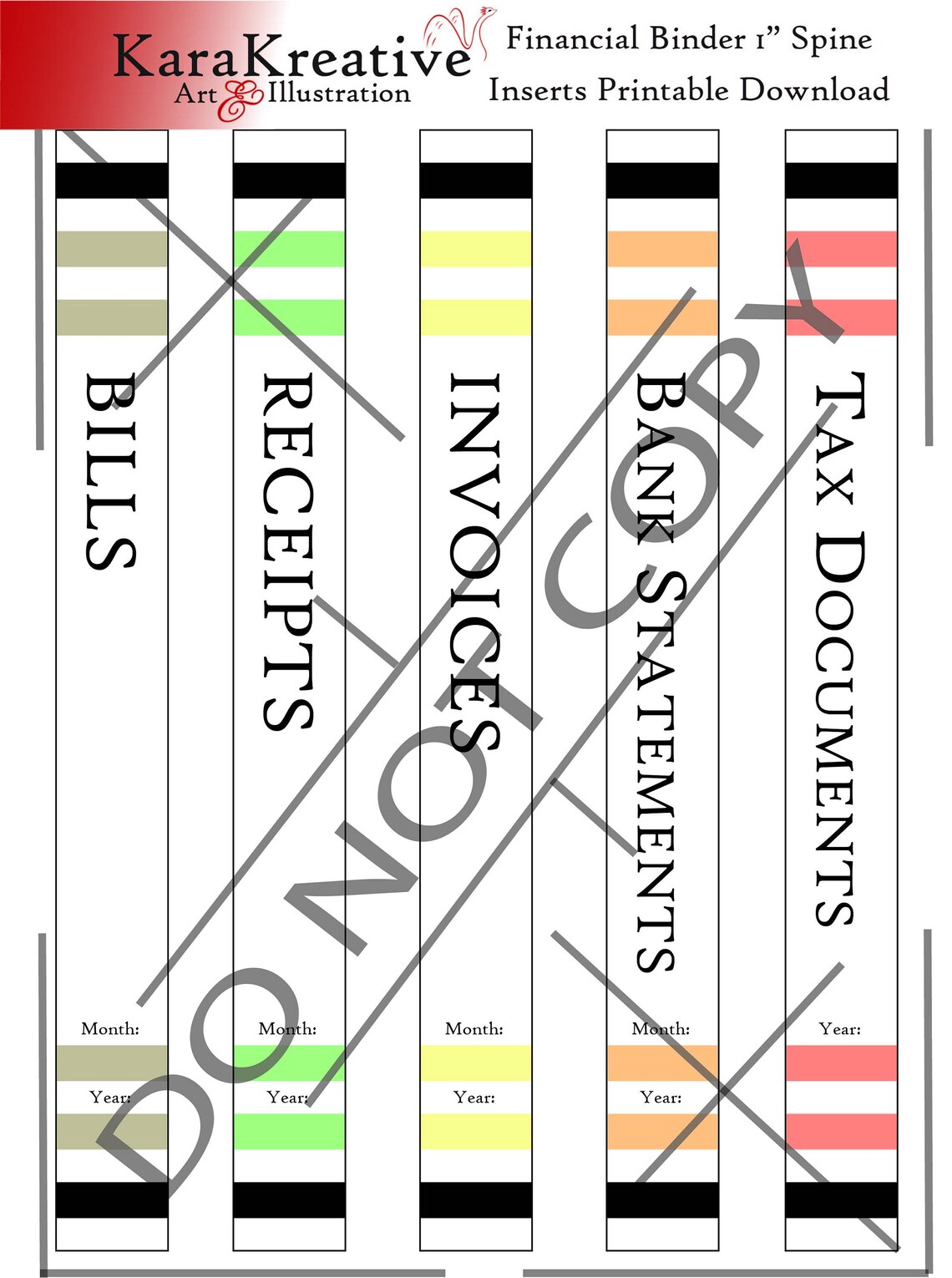 Financial 1 Inch Binder Spine Inserts Printable Download Etsy