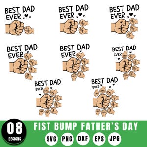 Vaderdag vuist hobbel set, Vaderdag ontwerp, baby peuter kind vader vuist hobbel SVG, vader vuist hobbel SVG, vaders liefde SVG, aangepaste naam