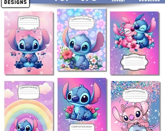 Lilo and Stitch Composition Notebook Cover,Composition Book Cover,Canva Composition Notebook cover,Back to School Printable,Digital Download