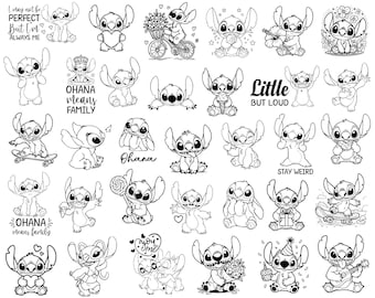 Stitch And Lilo SVG, Stitch svg out-line bundle, Angel svg, stitch clipart, stitch png, lilo Cartoon Svg, stitch svg cricut, silhouette svg