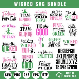 Wicked Movie Svg Png-bundel, Wicked Vintage Emblem Svg, Pink & Green Svg, I Have Been Wicked Change For Good Svg, Wicked Png, Wicked Clipart