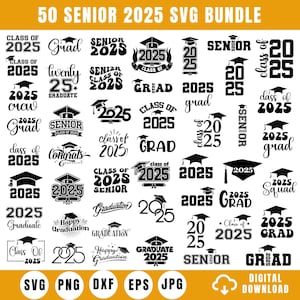 Lot SVG senior 2025, SVG senior 2025, SVG de l'obtention du diplôme, Diplômé 2025, Obtention du diplôme senior, promotion senior 2025, promotion 2025, chemise de fin d'études