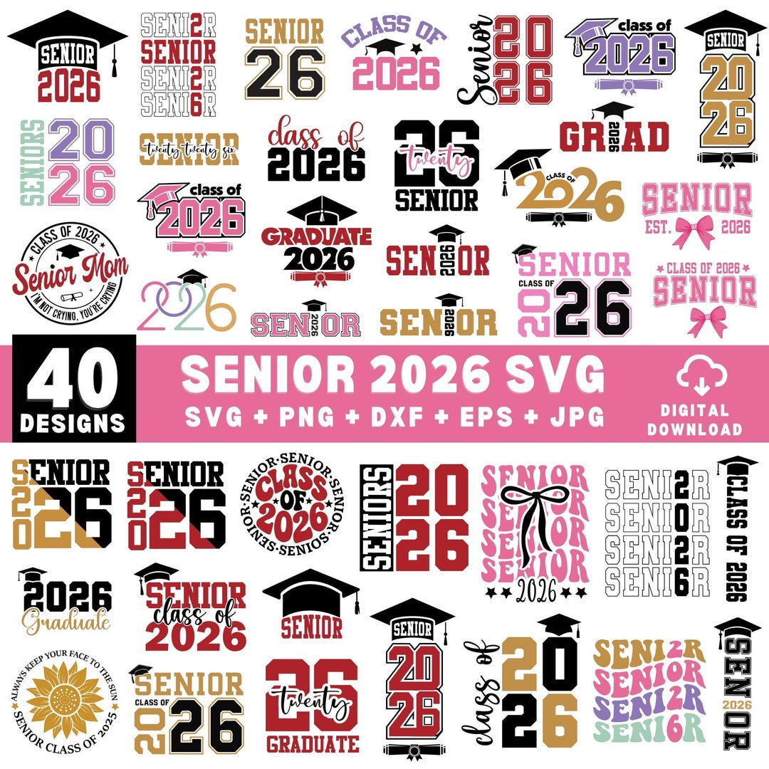 Senior 2026 Svg Bundle, Class of 2026 SVG, High School Svg