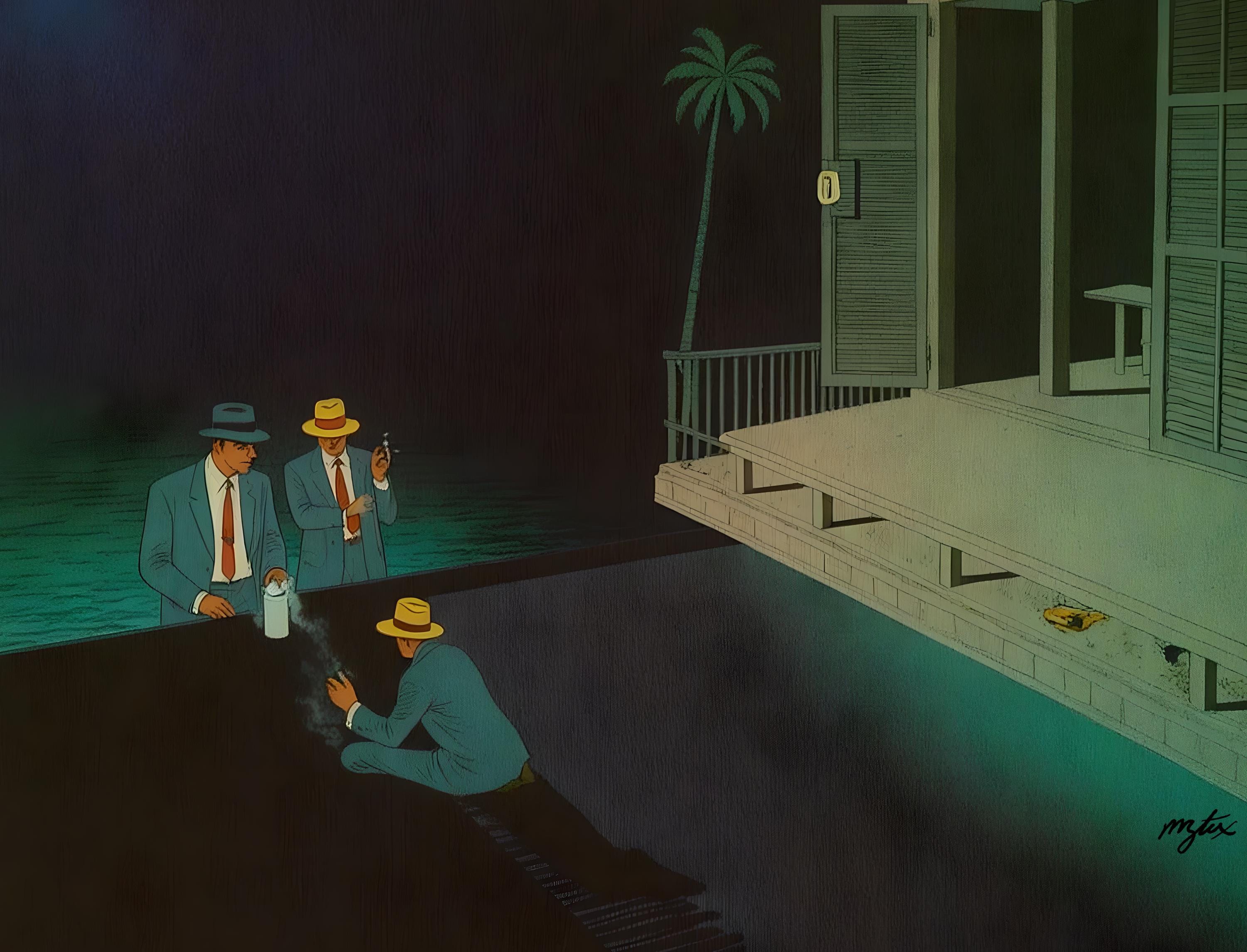 Midnight Coffee & Cigarettes, Mr. Stix SIGNED PRINT Guy Billout X Hiroshi  Nagai X Moebius X Hayao Miyazaki